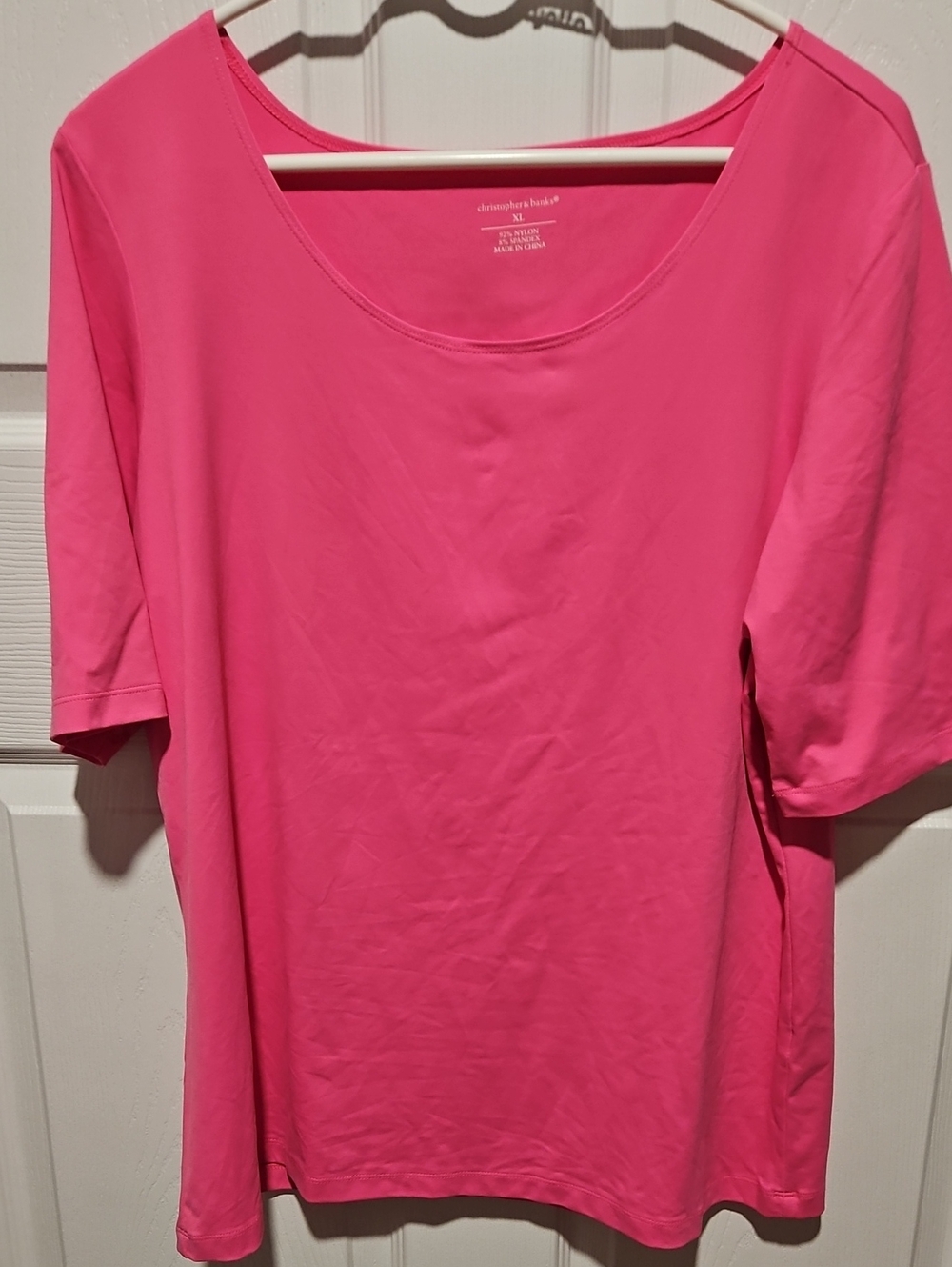 Christopher & Banks Hot Pink Short Sleeve Scoop Neck Top